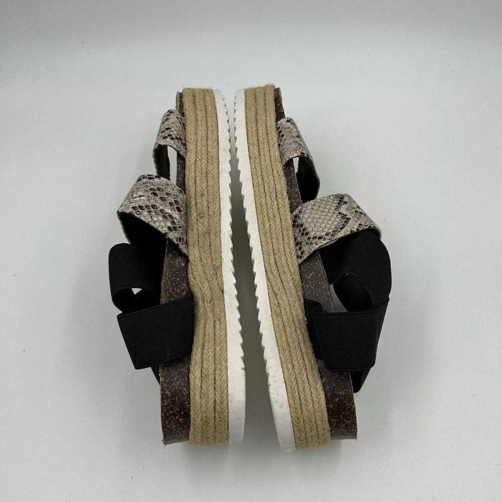 Soho Elite Sandals Womens Size 10 Faux Snake‎ Strappy Espadrille Platform Cork